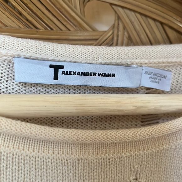 T Alexander Wang Destroyed Stripe Top 100% Merino Wool - Size Medium - Picture 3 of 8